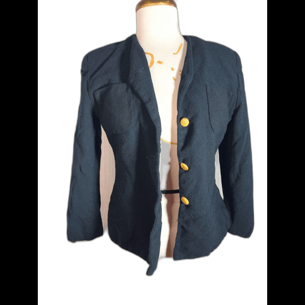 Saville Suit Blazer Size 10 Vintage Fitted Black Elegant Structured Jacket
